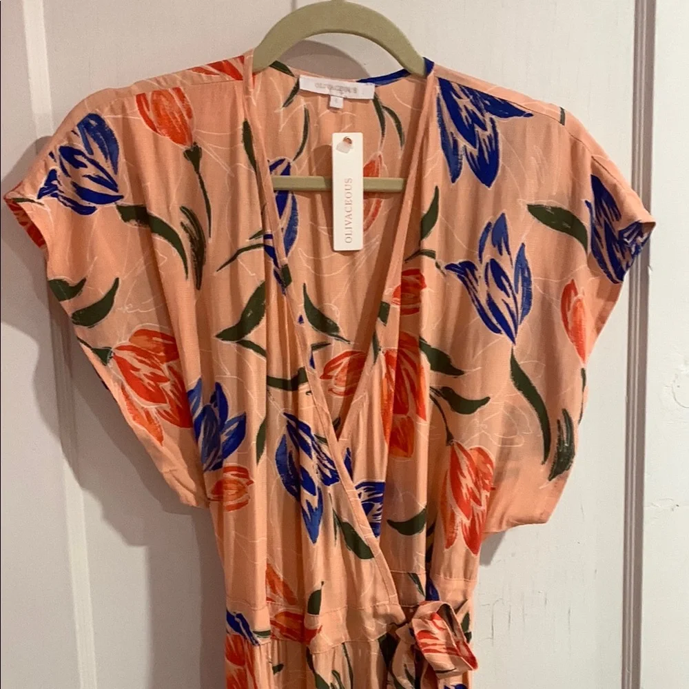 NWT | Olivaceous Floral Tulip Wrap Maxi Dress - Size Large - Picture 3 of 11